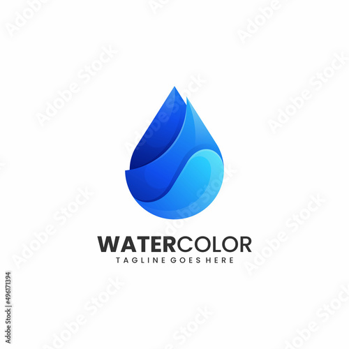 Vector Logo Illustration Water Gradient Colorful Style.