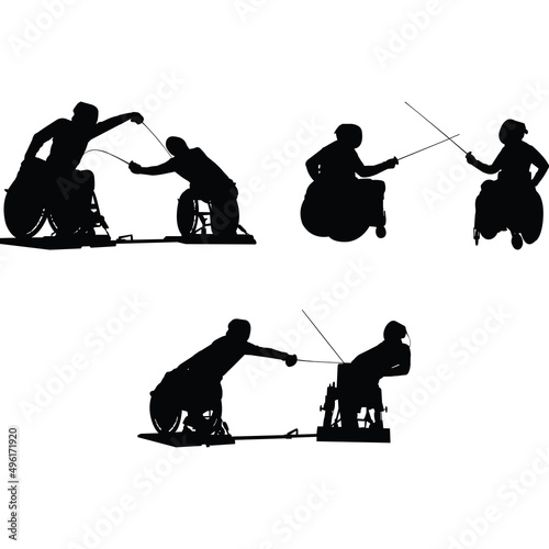 Wheelchair Fencing Silhouette Vector photo