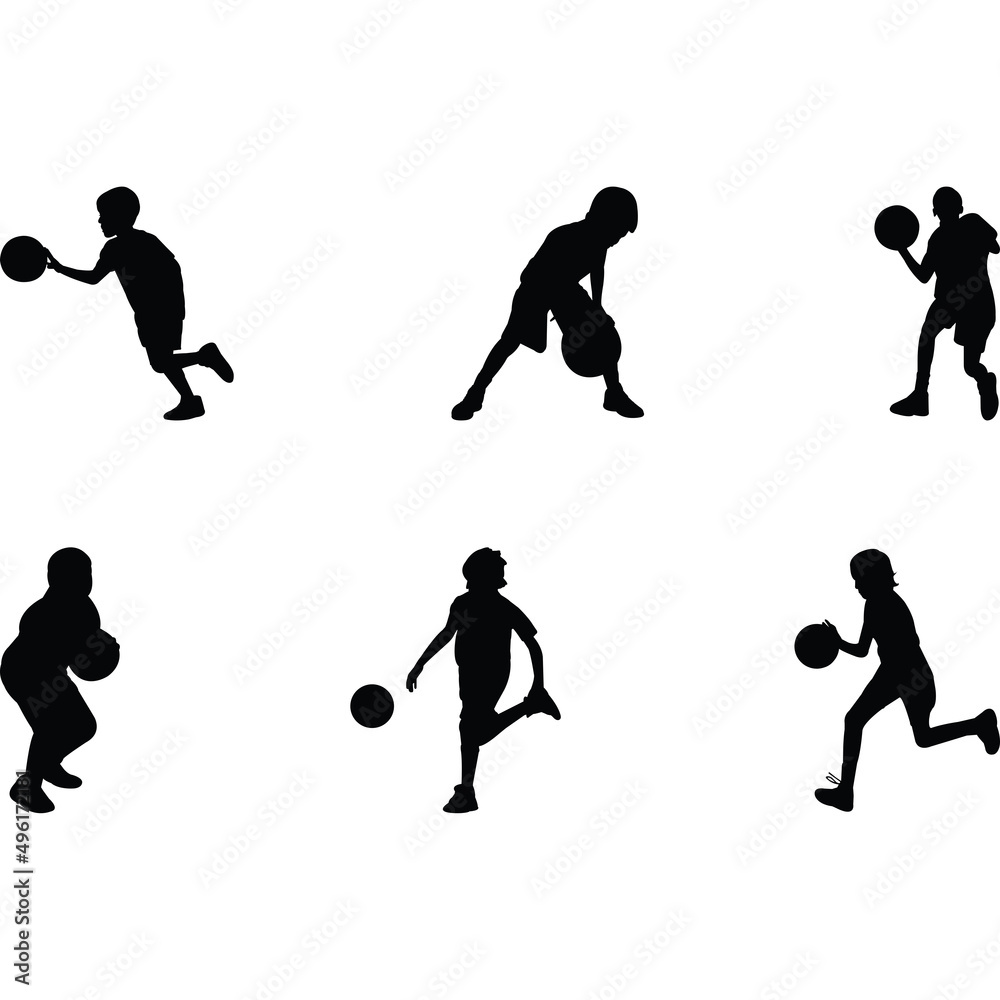 Kids Basketball Silhouette Vector