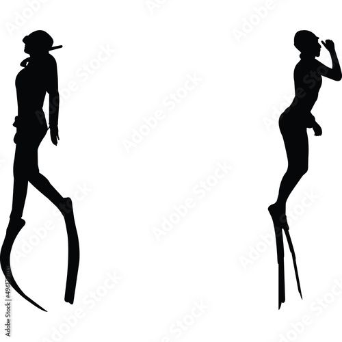 Freediving Silhouette Vector photo