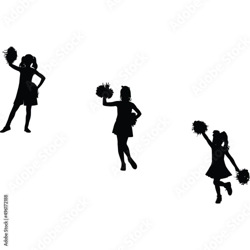 Kids Cheerleading Silhouette Vector