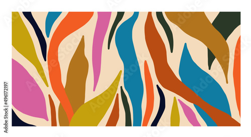Artistic modern simple vector abstraction with colored geometric shapes - stripes on a beige background