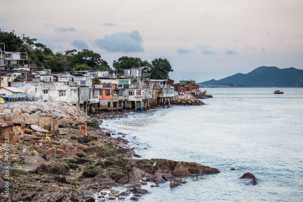 Lei Yue Mun, the Small fish village in East of Hong Kong, evening
