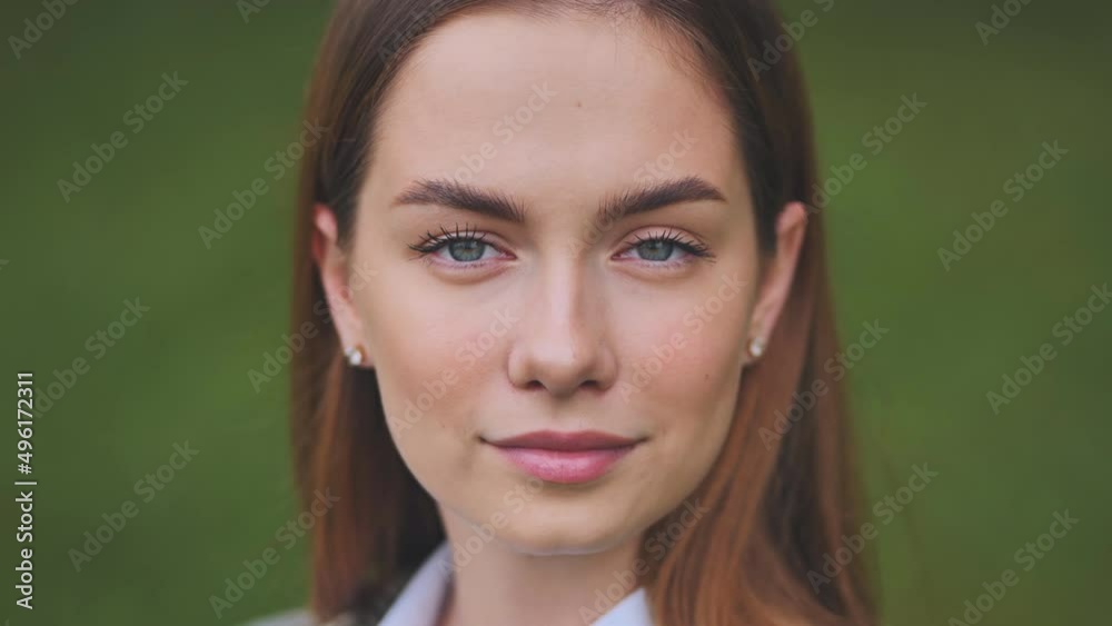 Portrait of an 18-year-old girl. Close-up of her face. Portrait of an 18-year-old girl. Close-up of her face.