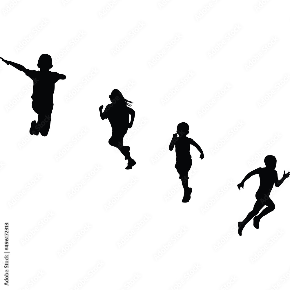 Kids Track and Field Silhouette Vector