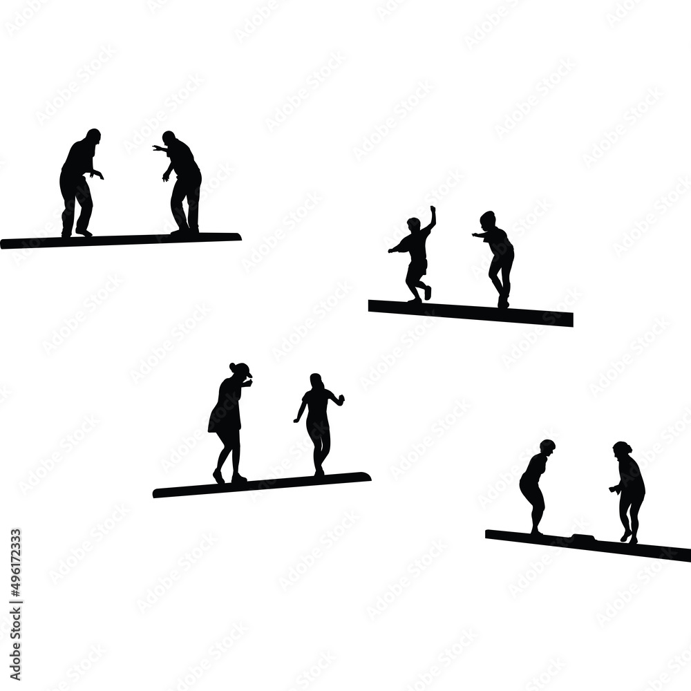 Logrolling Silhouette Vector