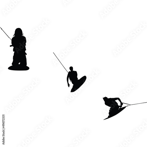 Kneeboarding Silhouette Vector