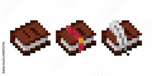 Set of vector pixel objects. Find the book. Book, Book with a letter and with a message. Objects for a pixel game. The concept of games background. Vector illustration