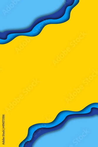 Abstract paper cut in yellow and blue - Illustration
