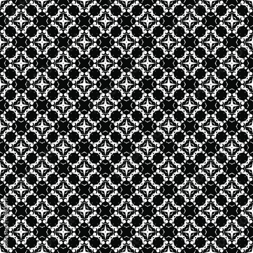 Black and white seamless pattern texture. Greyscale ornamental graphic design. Mosaic ornaments. Pattern template. Vector illustration. EPS10.