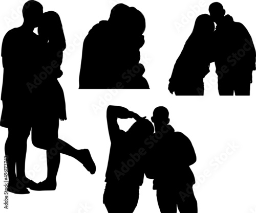 silhouettes of people couple