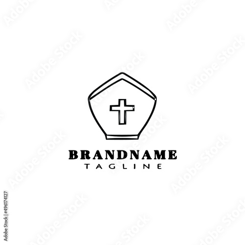 bishop mitre  religion logo cartoon icon design template black cute vector illustration