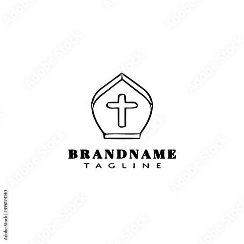 bishop mitre  religion logo cartoon icon design template black cute vector illustration