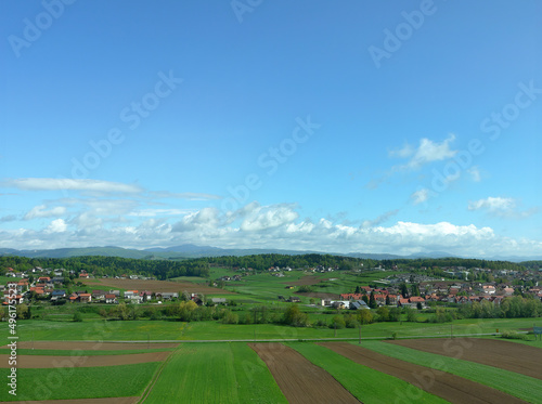 Vibrant scenic landscape countryside village and farm in Czech © Darr.di