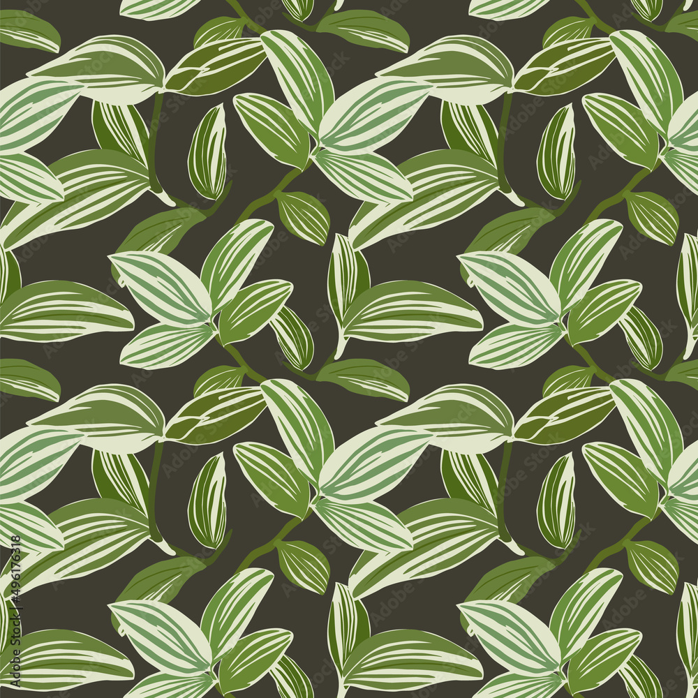 Abstract seamless pattern with leaves and grass.