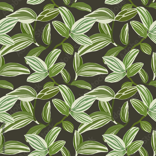 Abstract seamless pattern with leaves and grass.