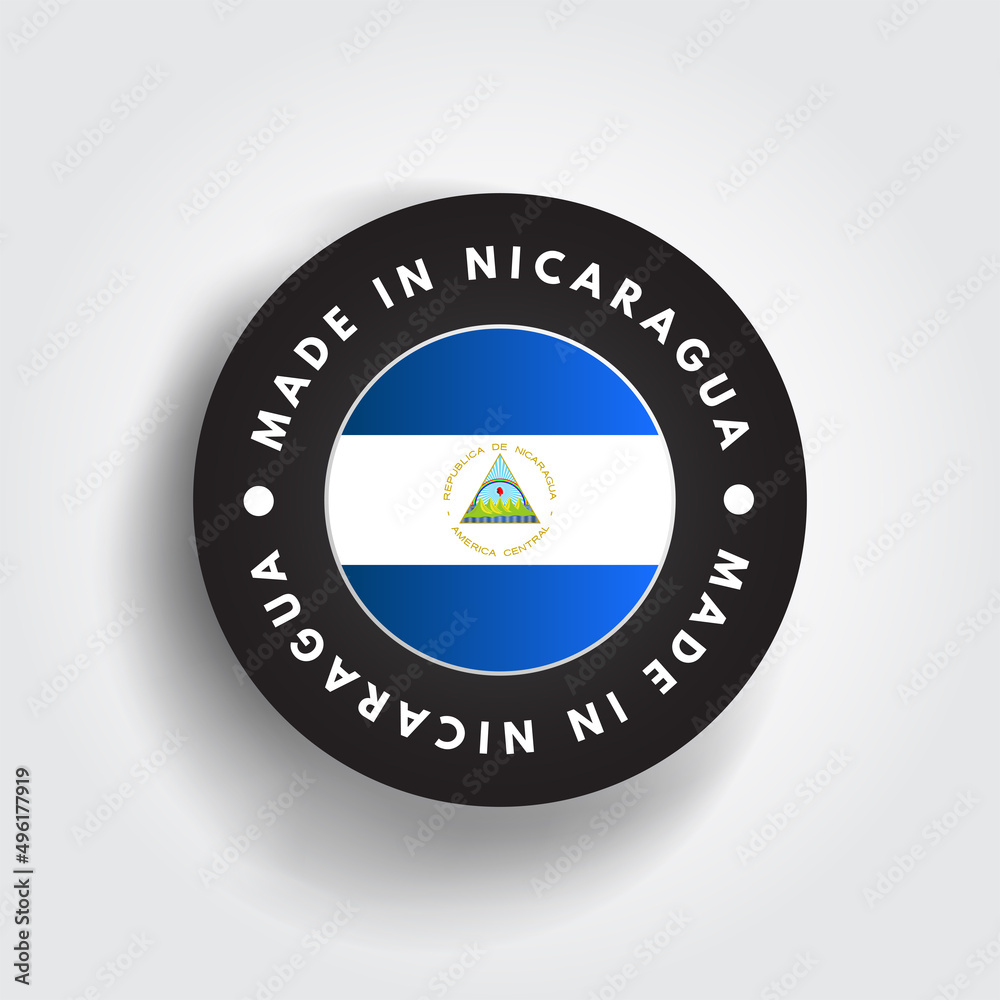 Made in Nicaragua text emblem badge, concept background