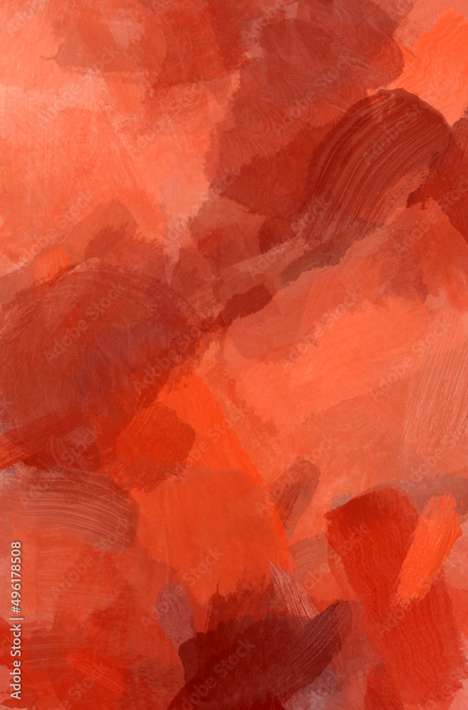 Red and orange abstract handpainted background with scratches and brush strokes