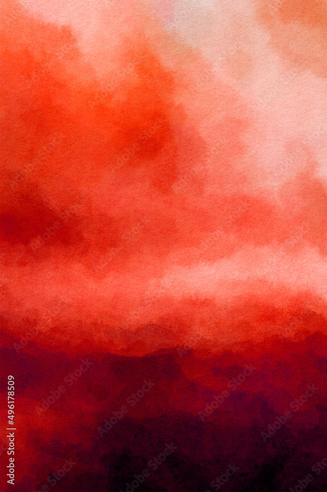 abstract red sunset gradient watercolor background in brown and yellow