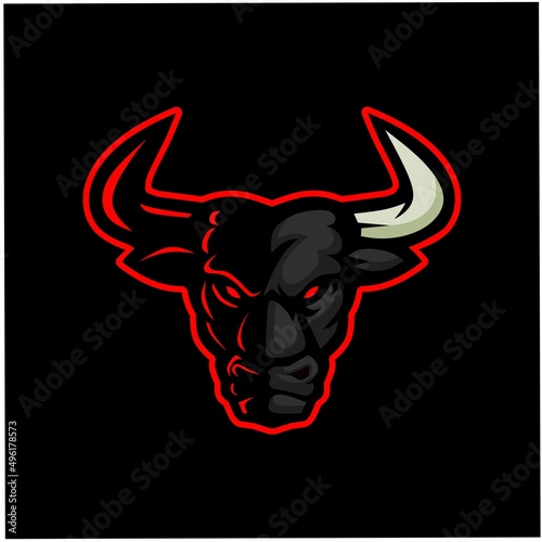 Angry bull mascot gaming logo design vector with modern illustration concept style for badge, emblem and t shirt printing. Angry bull illustration for sport and e-sport team
