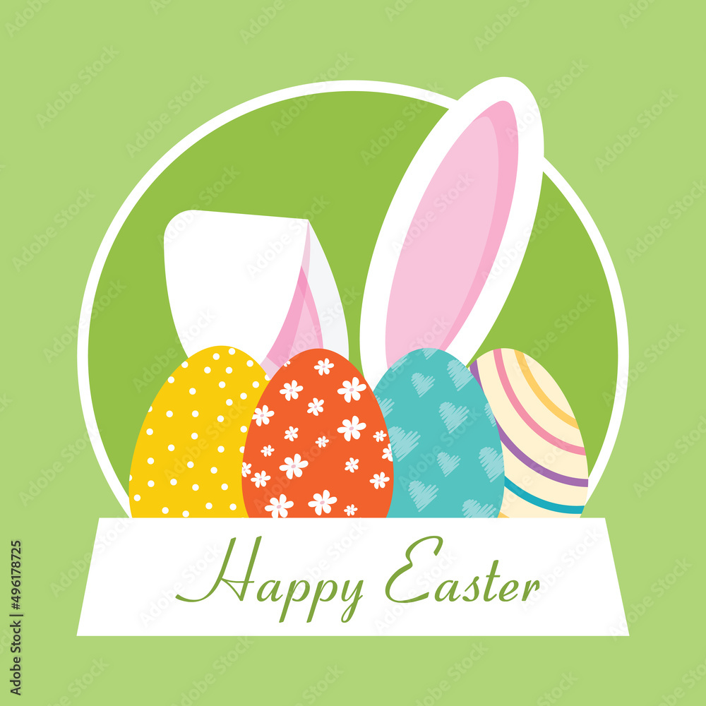 Easter card with bunny and eggs Easter card with bunny and eggs
