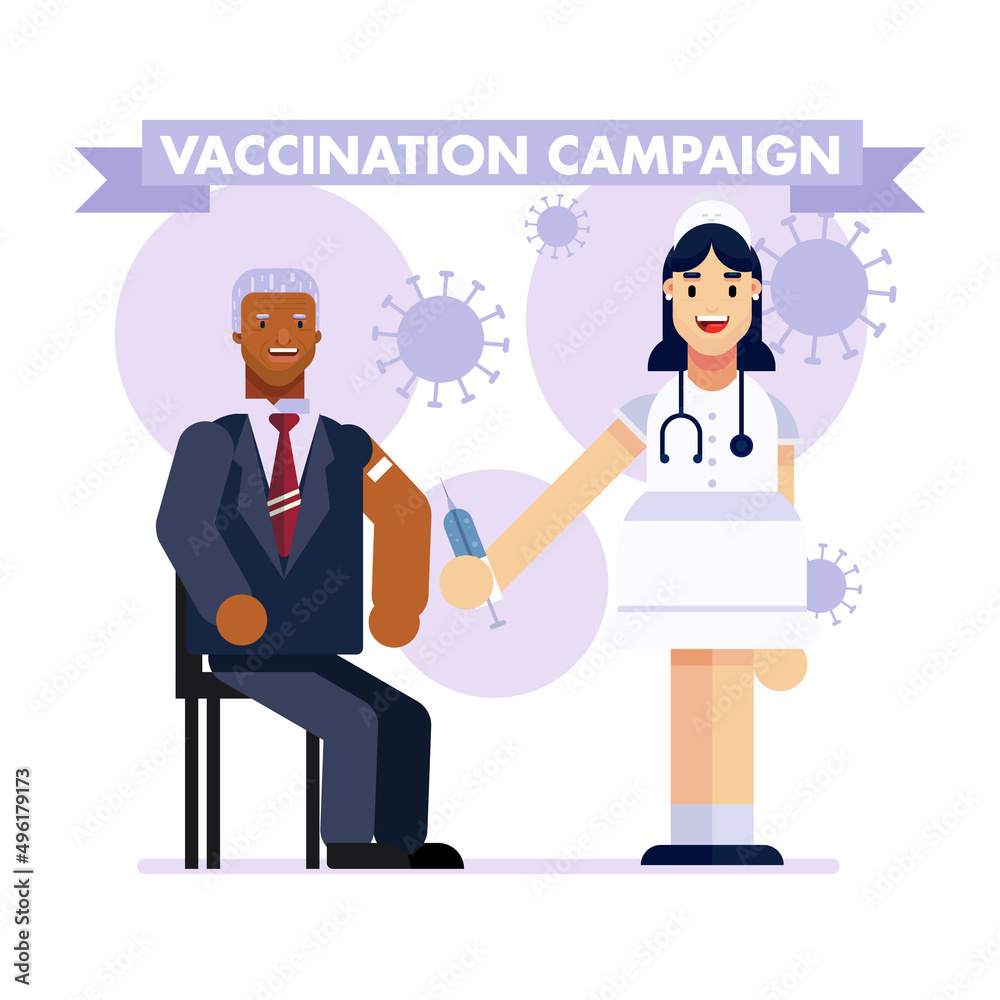 Vaccination Campaign healthcare awareness corona virus covid-19 pandemic doctor old man illustration vector Vaccination Campaign healthcare awareness corona virus covid-19 pandemic doctor old man illustration vector