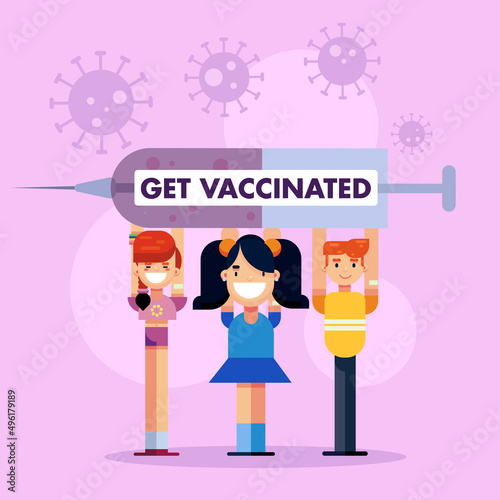 Vaccination Campaign healthcare corona virus covid-19 kids child hospital injection vaccine vector