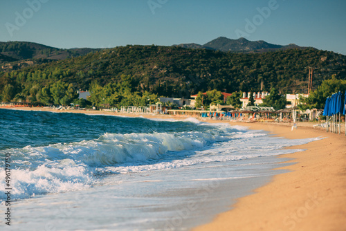 beach on the Mediterranean in a clear sunny day, Greece, Halkidiki. photo