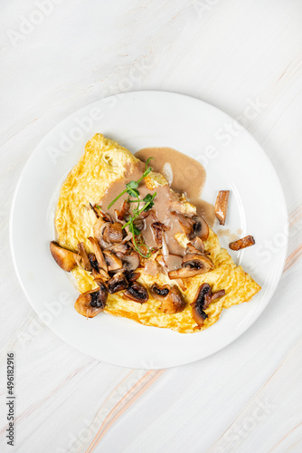 omelet with mushrooms, top view