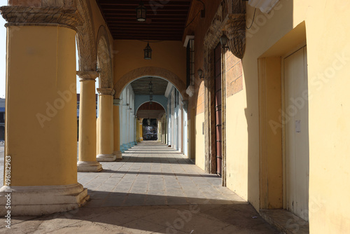 A beautiful colonnade in the Plaza Vieja in Havana  Cuba