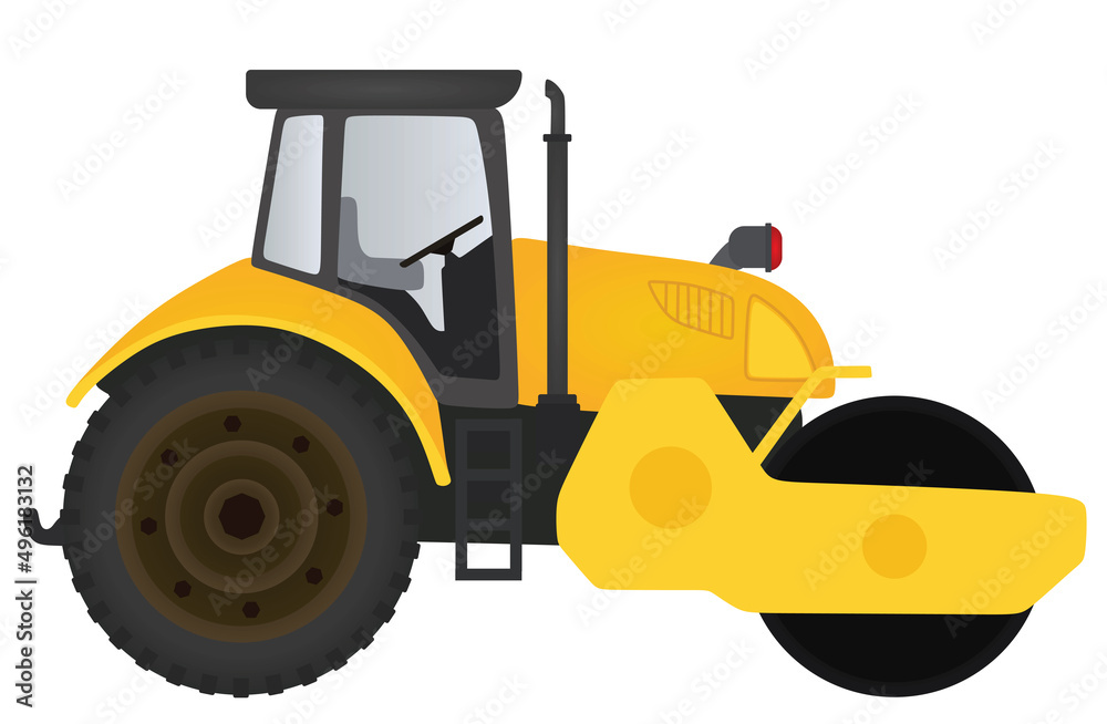 Yellow road roller. vector illustration Yellow road roller. vector illustration