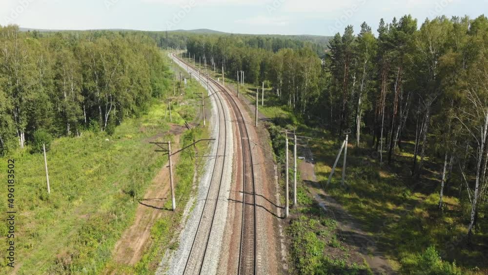 The Trans-Siberian Railway in Russia. Drone view. The Trans-Siberian Railway in Russia. Drone view.