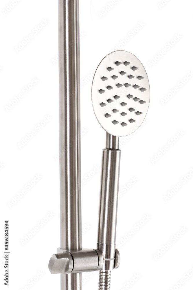 Shower head on a white background. It is mounted on the wall or on the faucet, for convenience you can hold it in your hand. Shower head on a white background. It is mounted on the wall or on the faucet, for convenience you can hold it in your hand.