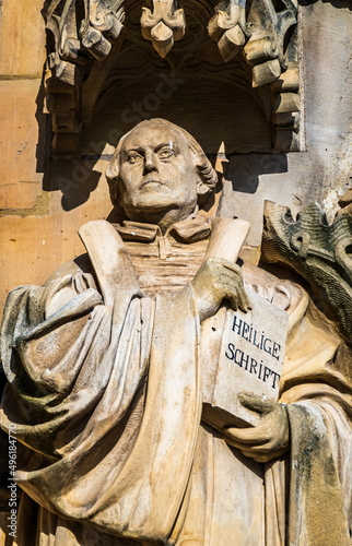 historic statue of martin luther at the old town of Gotha