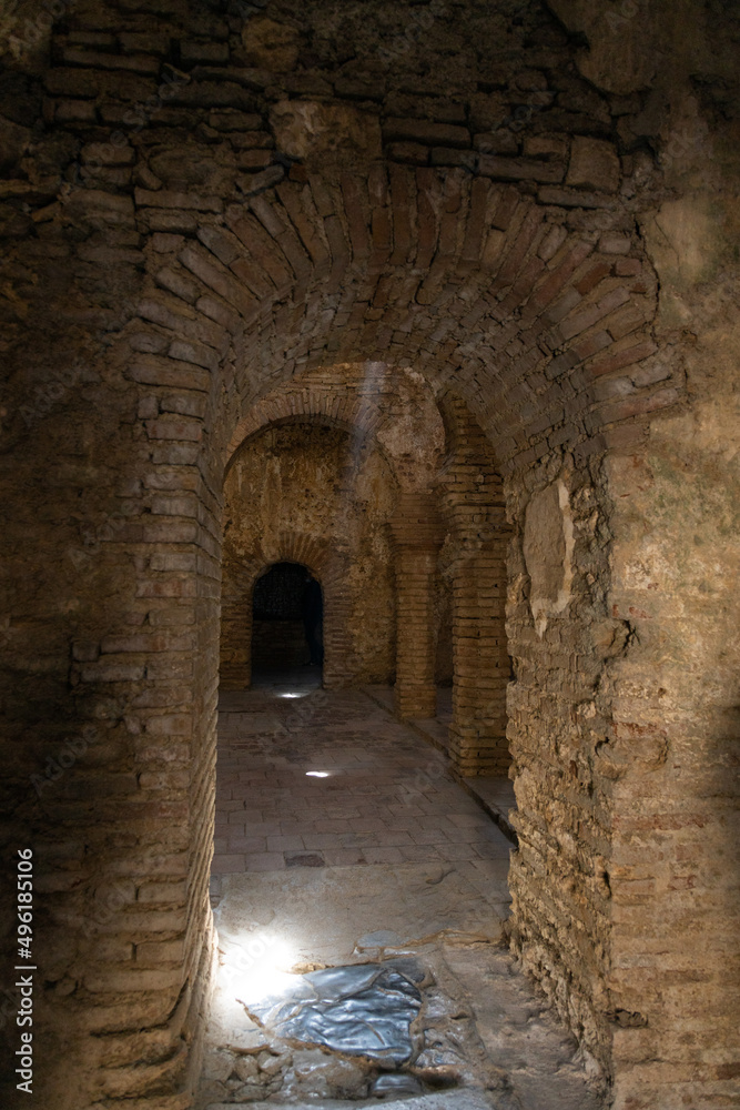 interior of old Turkish baths of Ronda in Malaga, Spain