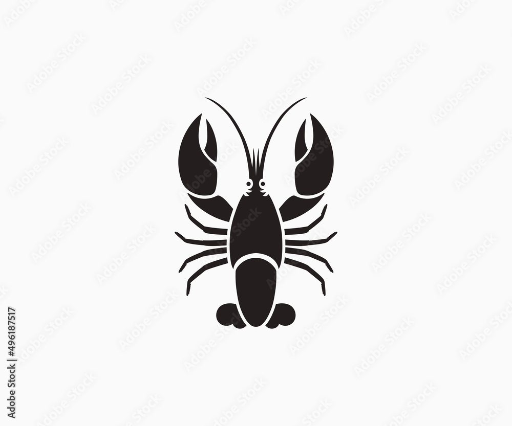 Sea lobster icon. Lobster silhouette vector. Crawfish vector icon template. Sea lobster icon. Lobster silhouette vector. Crawfish vector icon template.