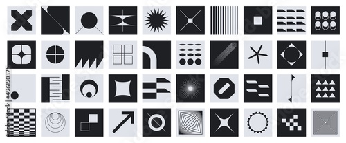 Geometric bold brutalist forms. Modern geo figures, bauhaus swiss blocks, simple primitive shapes. Vector illustration