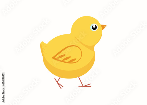  Chick, bird. Festive design element  Easter. Vector flat illustration. Background isolated.