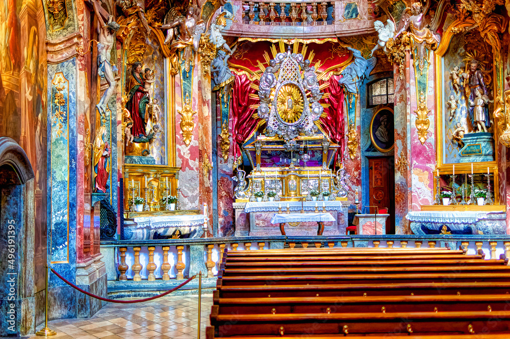  Interior decorations at church in Munich, Germany.