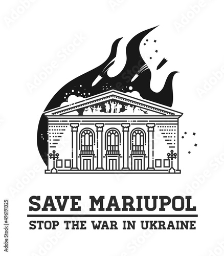 A poster calling for stopping Russia's invasion of Ukraine