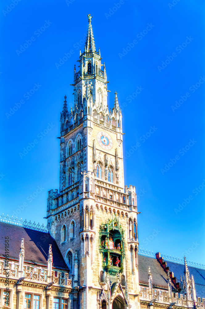 City Hall building in downtown Munich, Germany.