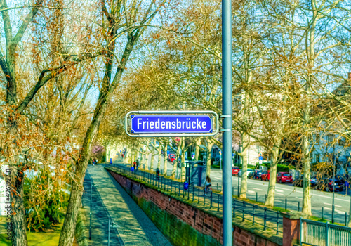 Directional street signs in Frankfurt am Main, Germany.