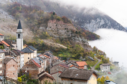 The old village Casso, province Pordenone of Belluno, Veneto, Italy photo