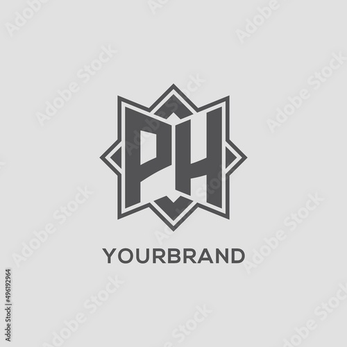 Monogram PH logo with eight point star style design