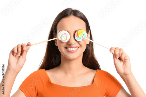 Funny young woman with swee...