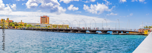 Panorama of the Queen-Emma-Bridge viewed from the district Otrobanda in Willemstad, Curacao
