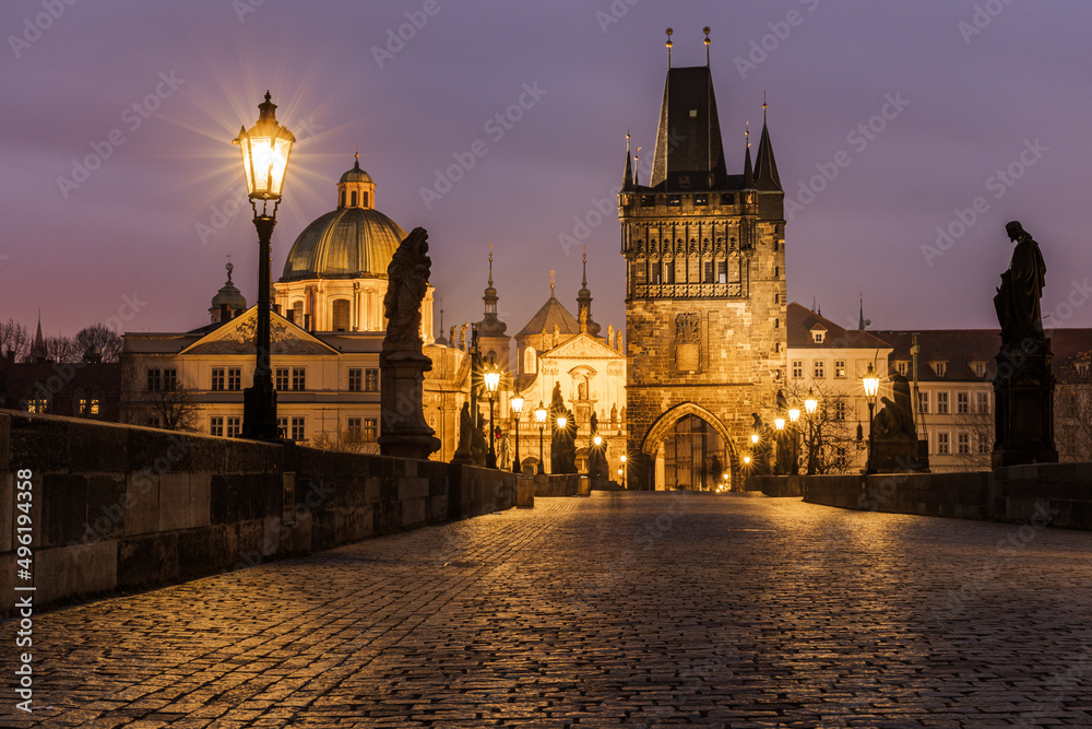 Charles Bridge is the oldest standing bridge over the Vltava River in Prague and the second oldest preserved bridge in the Czech Republic. It is completed with three towers.