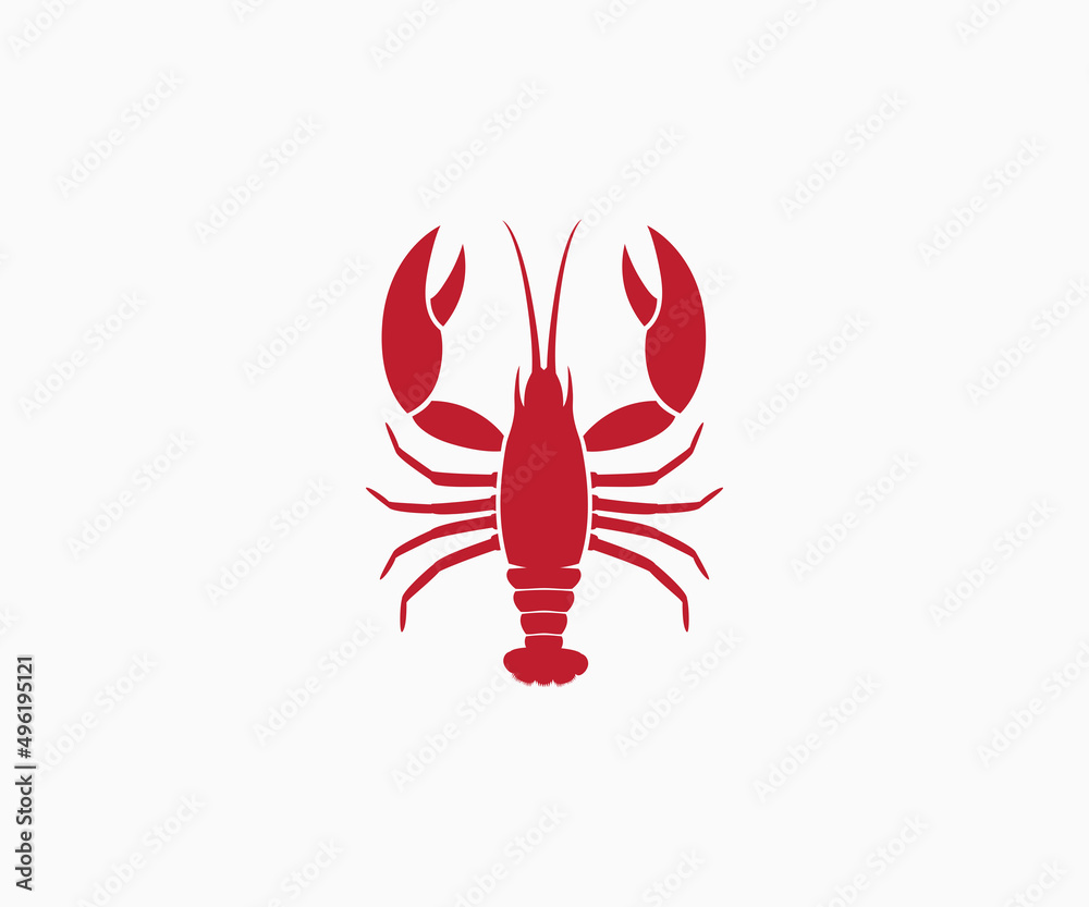 Sea lobster icon simple style. Crawfish icon logo design vector