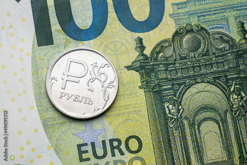 Russian ruble against the background of the euro, the war in Ukraine, the exchange rate of the ruble, the fall of the ruble photo