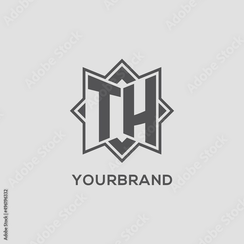 Monogram TH logo with eight point star style design